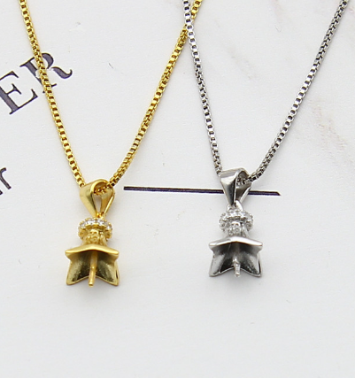 【Sterling Silver】setting-Simple type 1  pendant without pearl