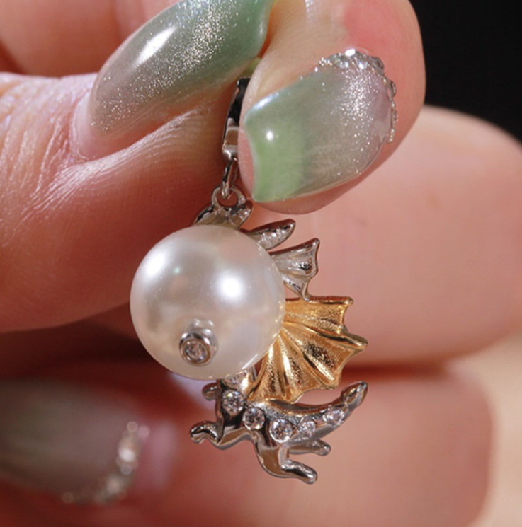 【Sterling Silver】setting-Little Dragon pendant without pearl