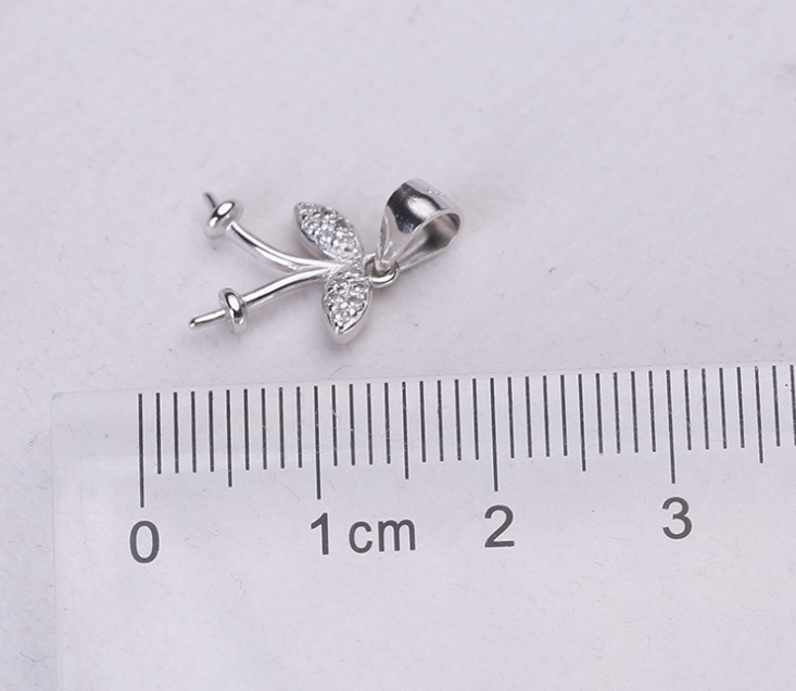 【Sterling Silver】setting- Cherry pendant&Earrings without pearl