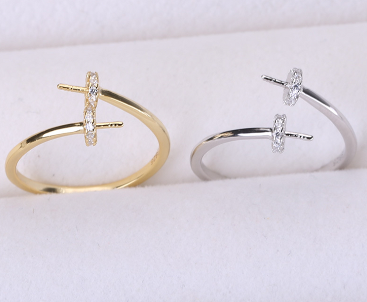 【Sterling Silver】setting-【R4】Simple  silver ring without pearl