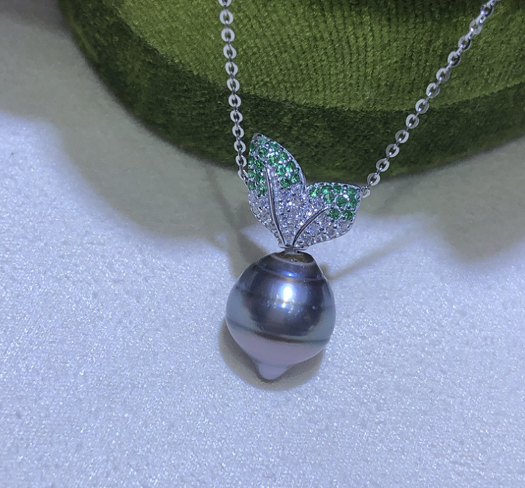 【Sterling Silver】setting- Carrot leaf pendant without pearl