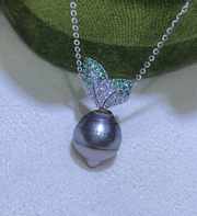 【Sterling Silver】setting- Carrot leaf pendant without pearl