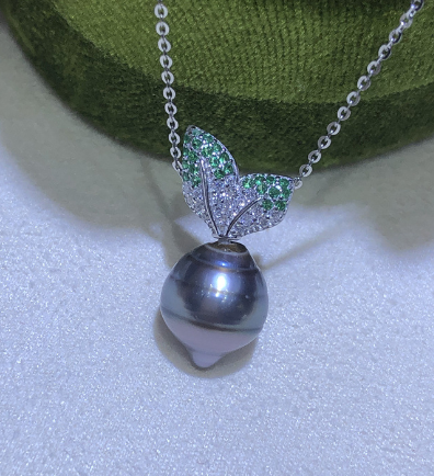 【Sterling Silver】setting- Carrot leaf pendant without pearl