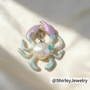 Crab pearl pendant Zodiac Cancer freshwater pearl necklace (with chain)
