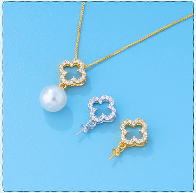 【Sterling Silver】setting- Four-leaf clover pendant without pearl