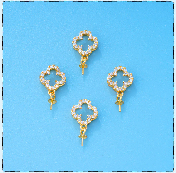 【Sterling Silver】setting- Four-leaf clover pendant without pearl