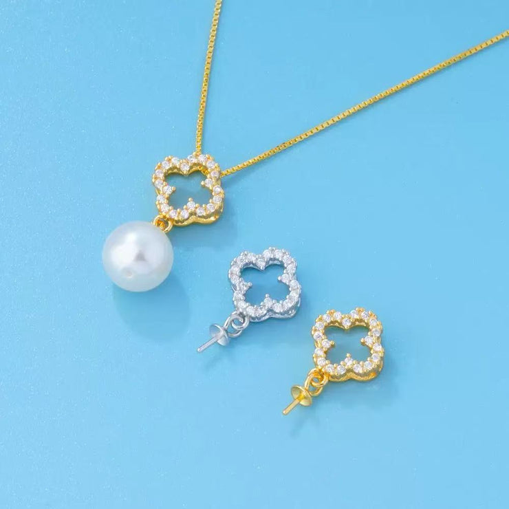 【Sterling Silver】setting- Four-leaf clover pendant without pearl
