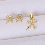 【Sterling Silver】setting- Cherry pendant&Earrings without pearl