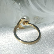 【Copper settings 】R001-Mermaid Tail Ring,Natural Freshwater Pearl Ring（Adjustable Size）