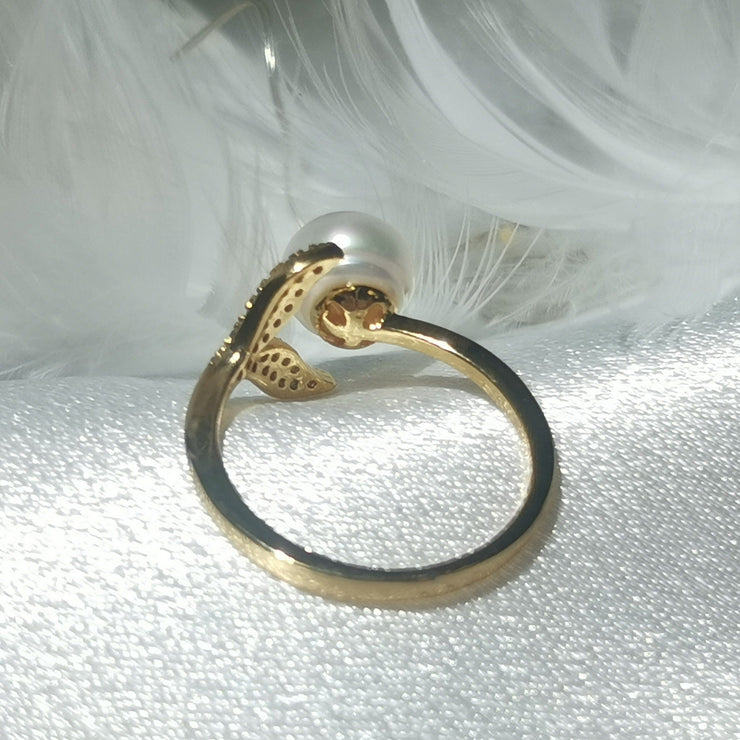 【Copper settings 】R001-Mermaid Tail Ring,Natural Freshwater Pearl Ring（Adjustable Size）