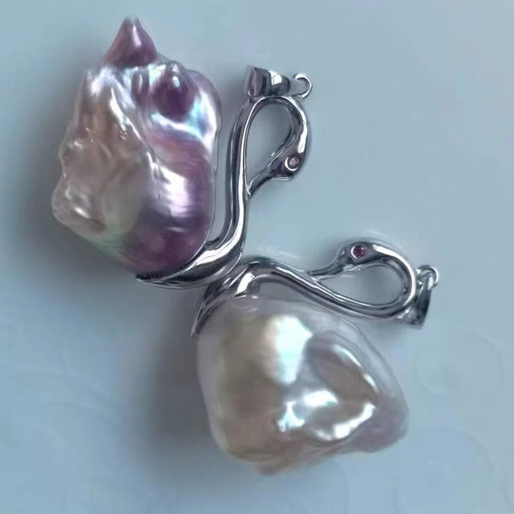 【Sterling Silver】setting-Swan&Goldfish Pendant（without Pearl without chain）