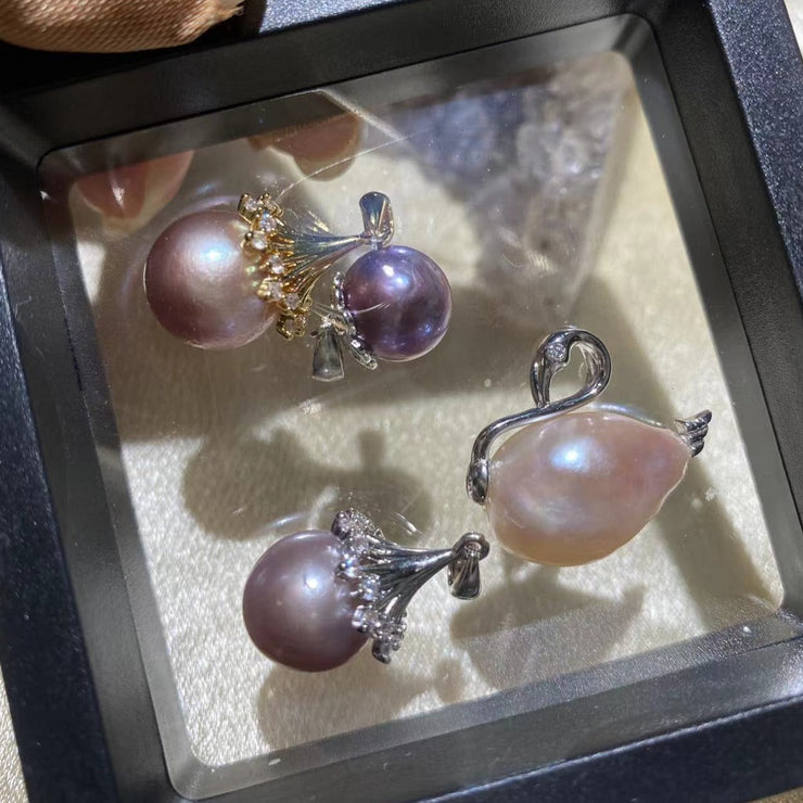 【Sterling Silver】setting-Swan&Goldfish Pendant（without Pearl without chain）