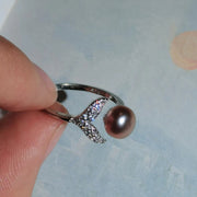 【Copper settings 】R001-Mermaid Tail Ring,Natural Freshwater Pearl Ring（Adjustable Size）